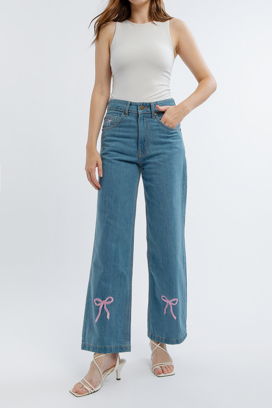 Blush Ribbon Loose Jeans