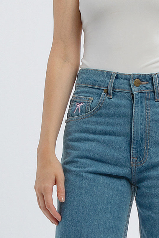 Blush Ribbon Loose Jeans