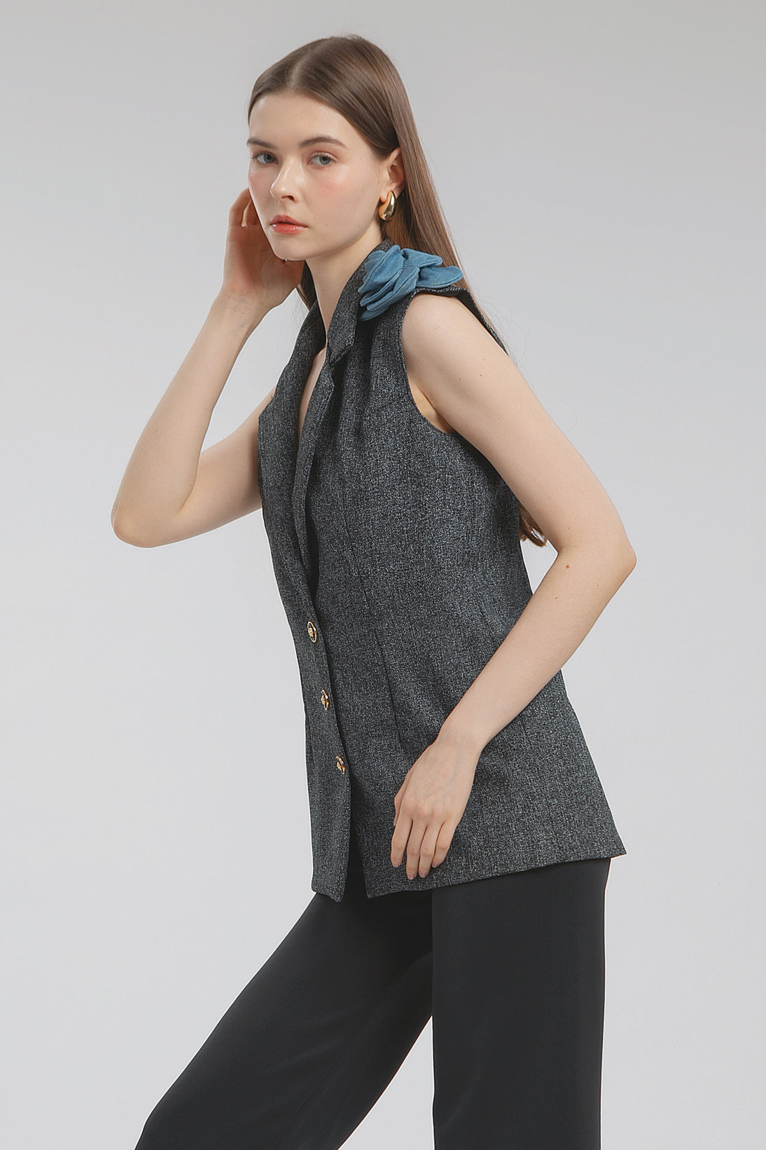 Flora Tweed Sleeveless Blazer