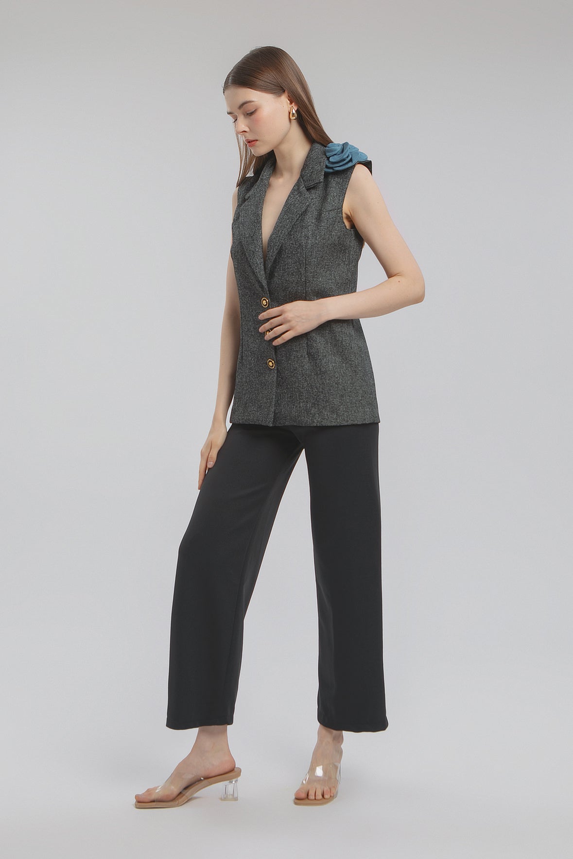 Flora Tweed Sleeveless Blazer