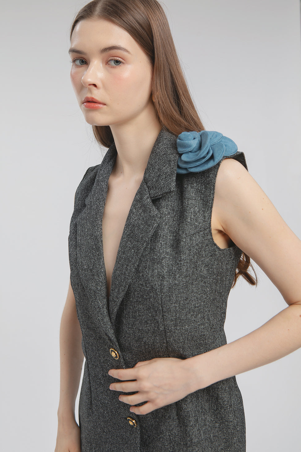 Flora Tweed Sleeveless Blazer