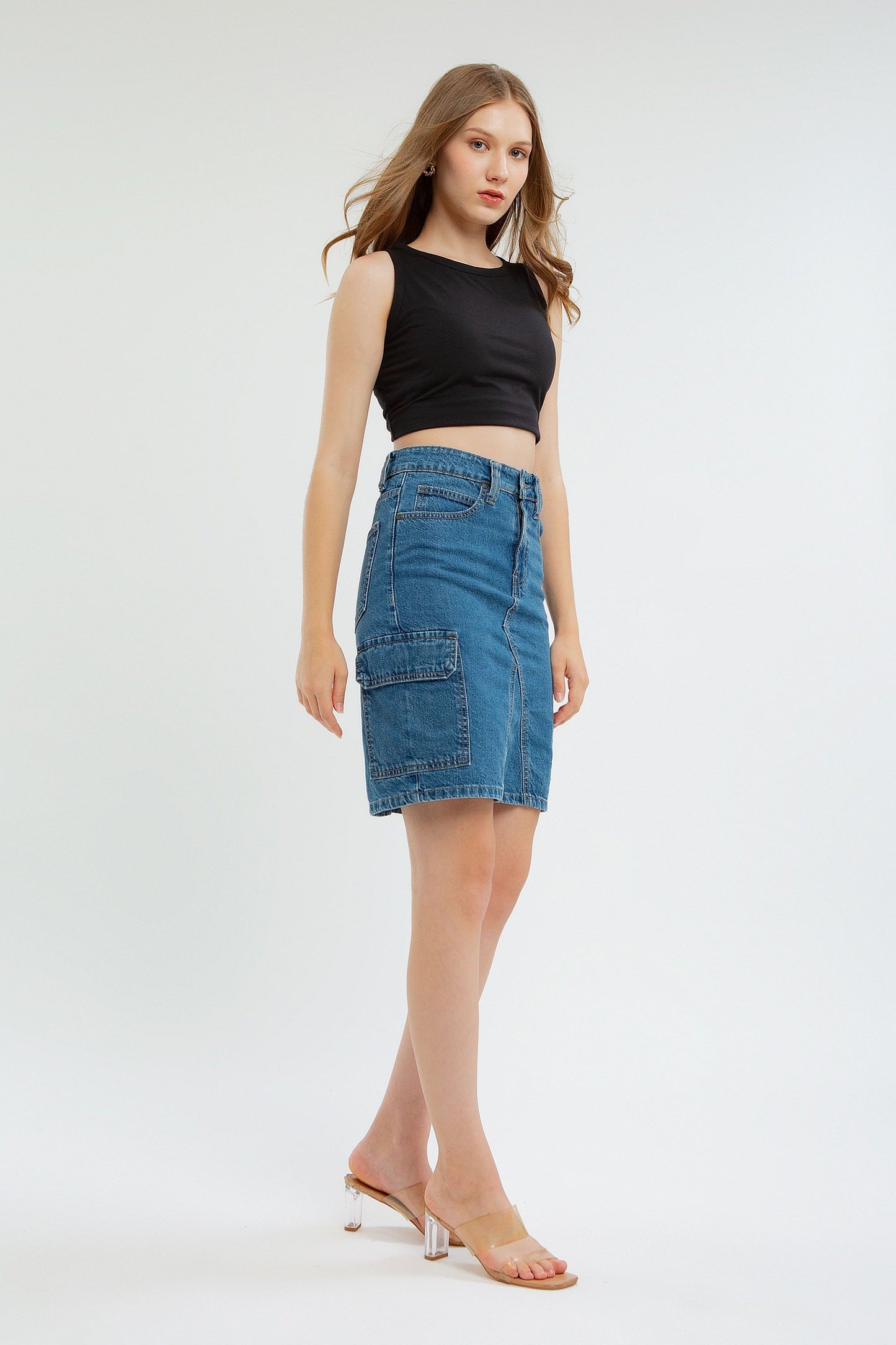 Denim Cargo Skirt
