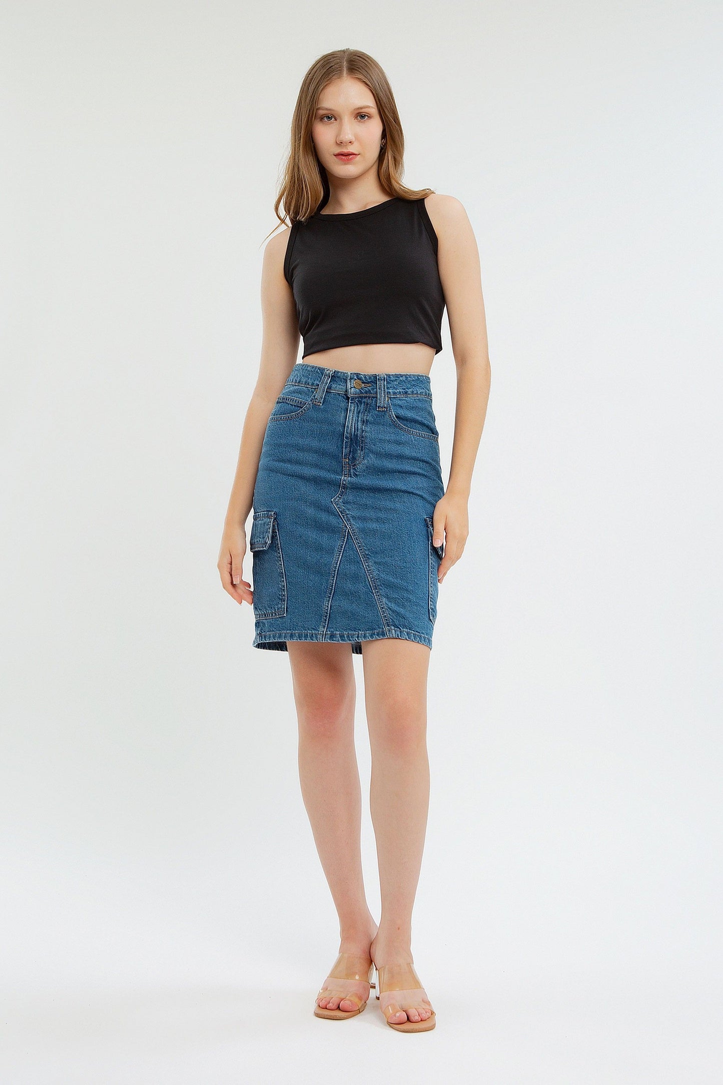 Denim Cargo Skirt