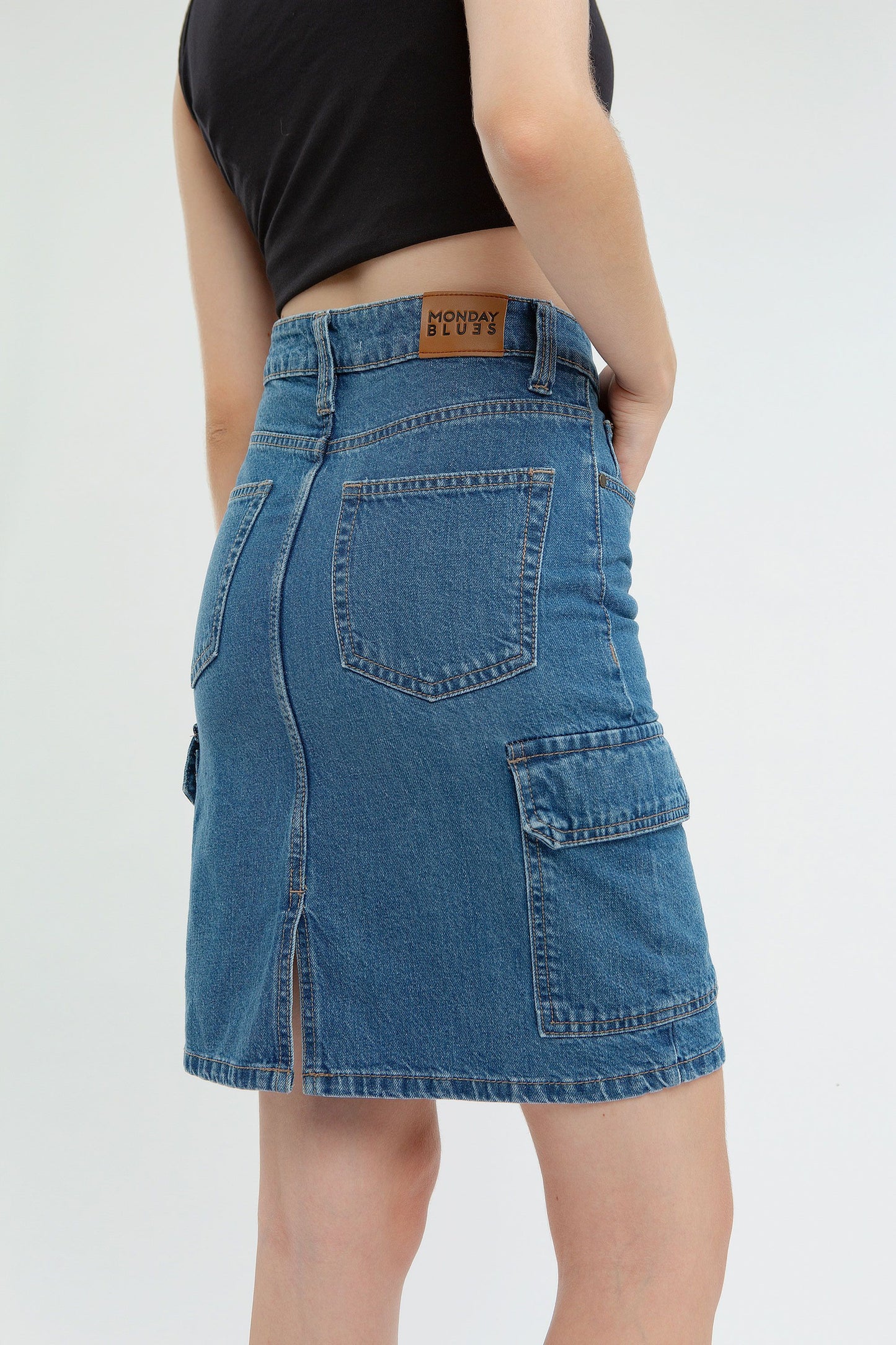 Denim Cargo Skirt