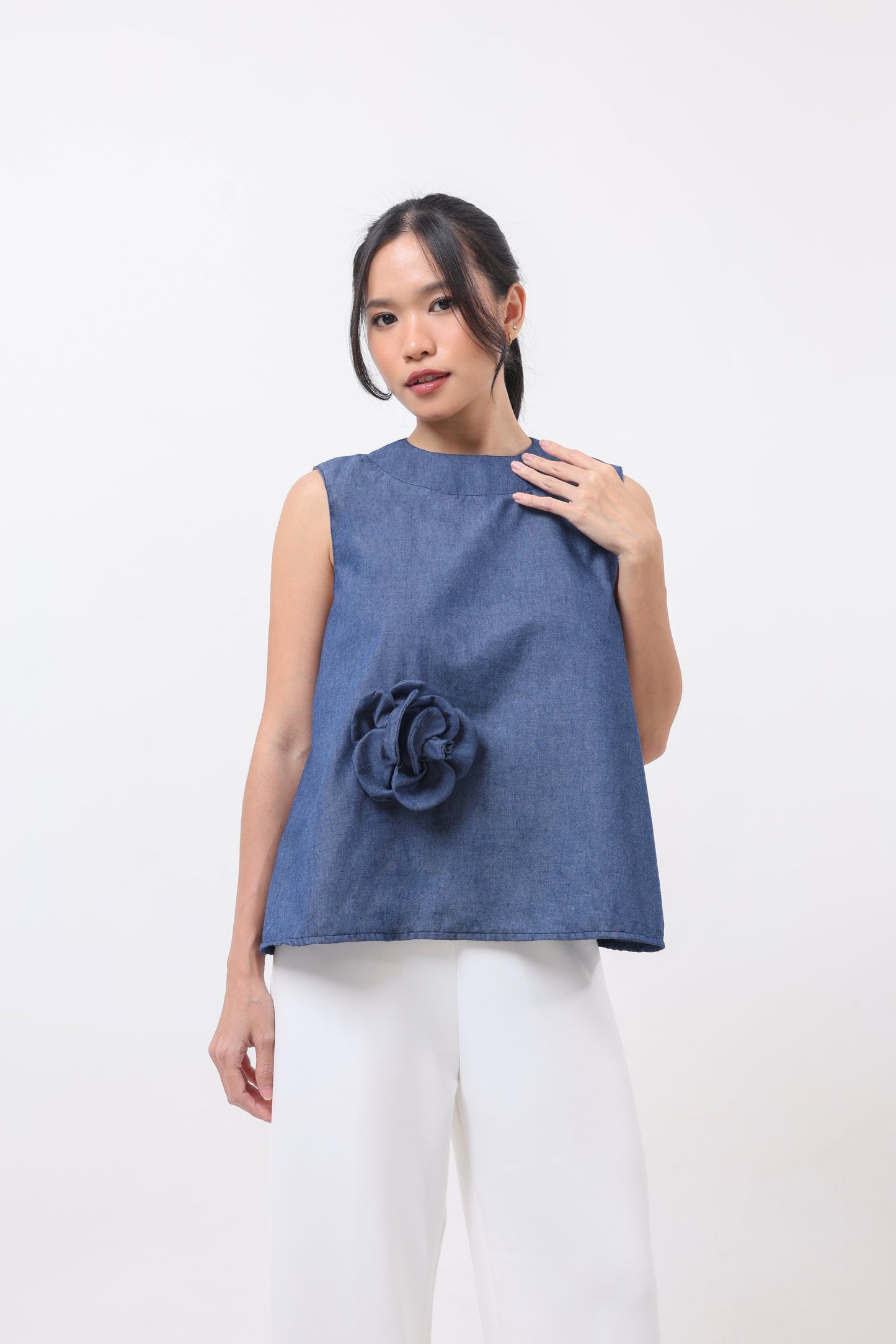 Flora Denim Top