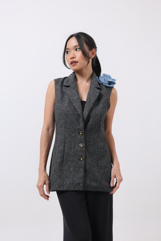 Flora Tweed Sleeveless Blazer