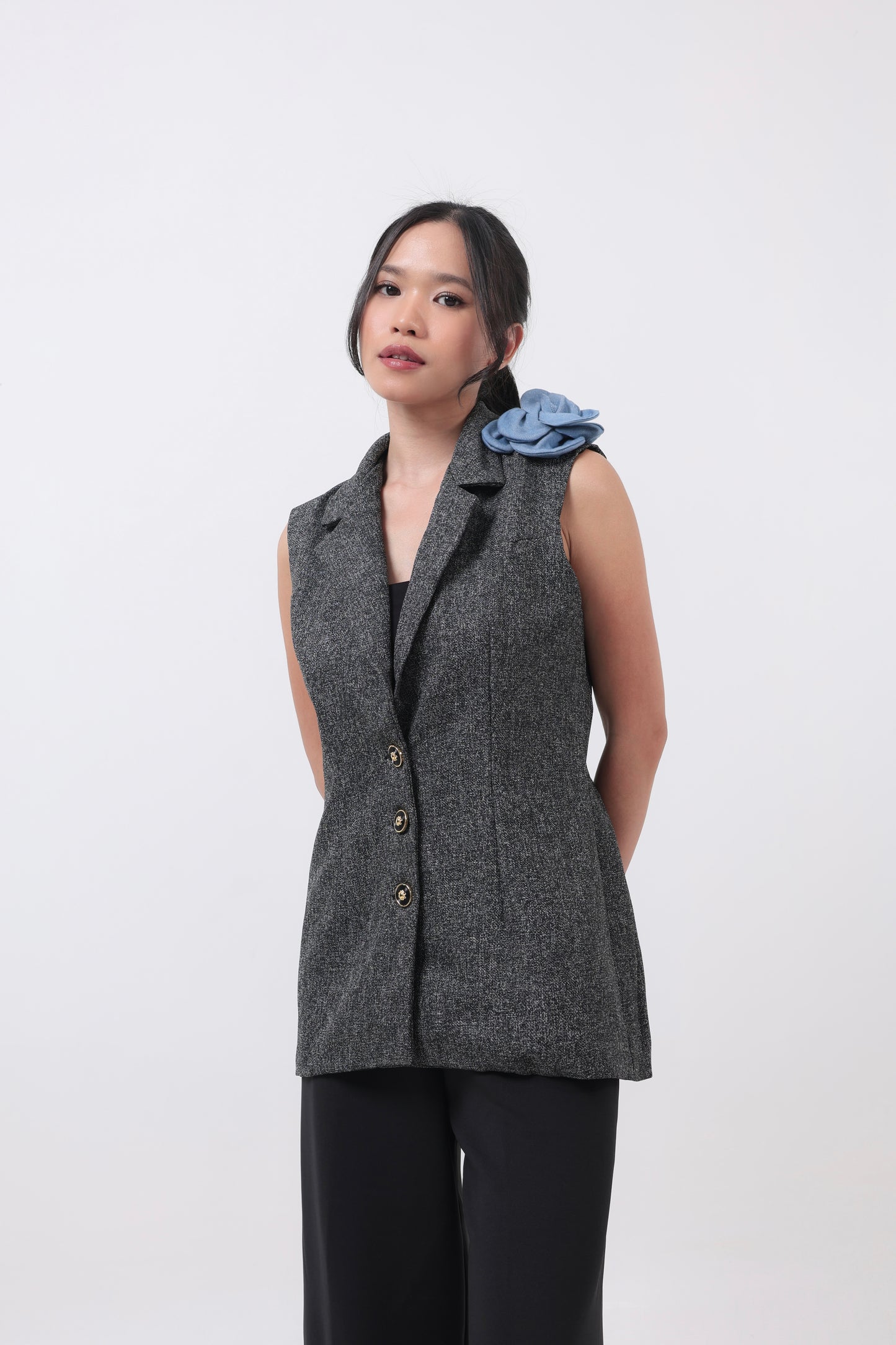 Flora Tweed Sleeveless Blazer