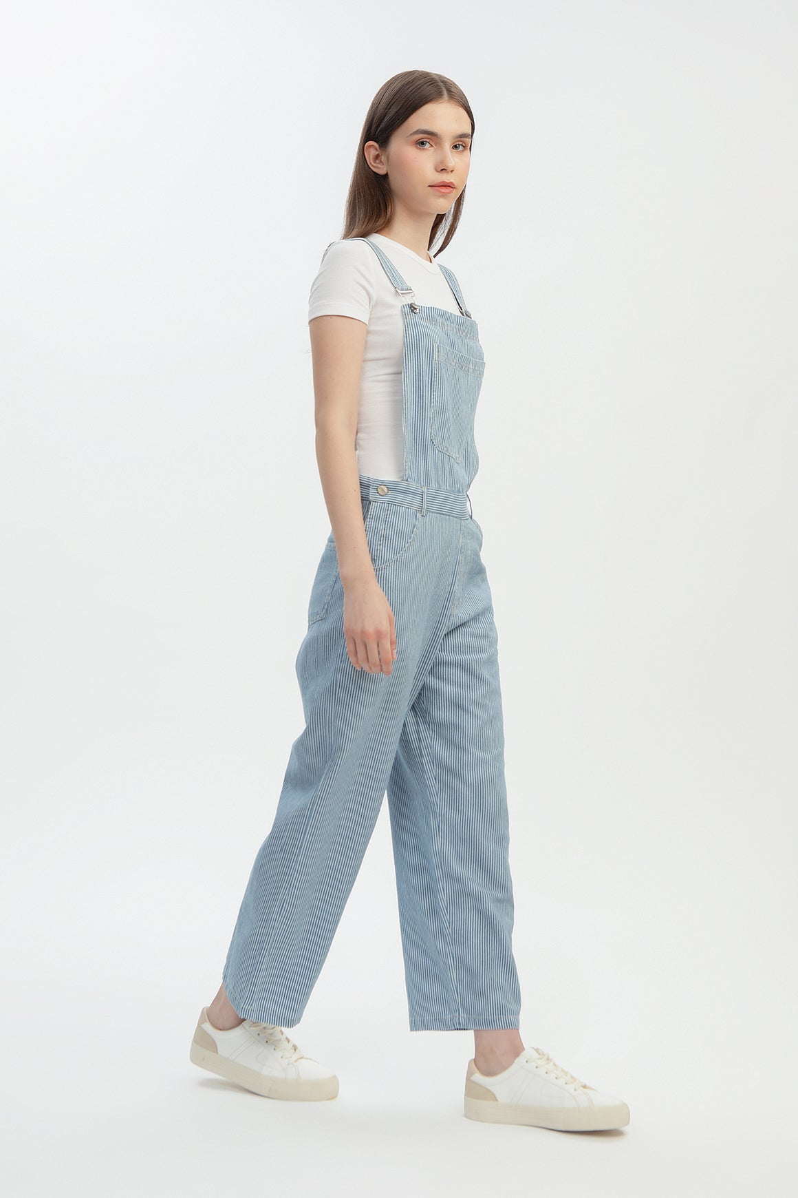 Pinstripe Denim Overalls