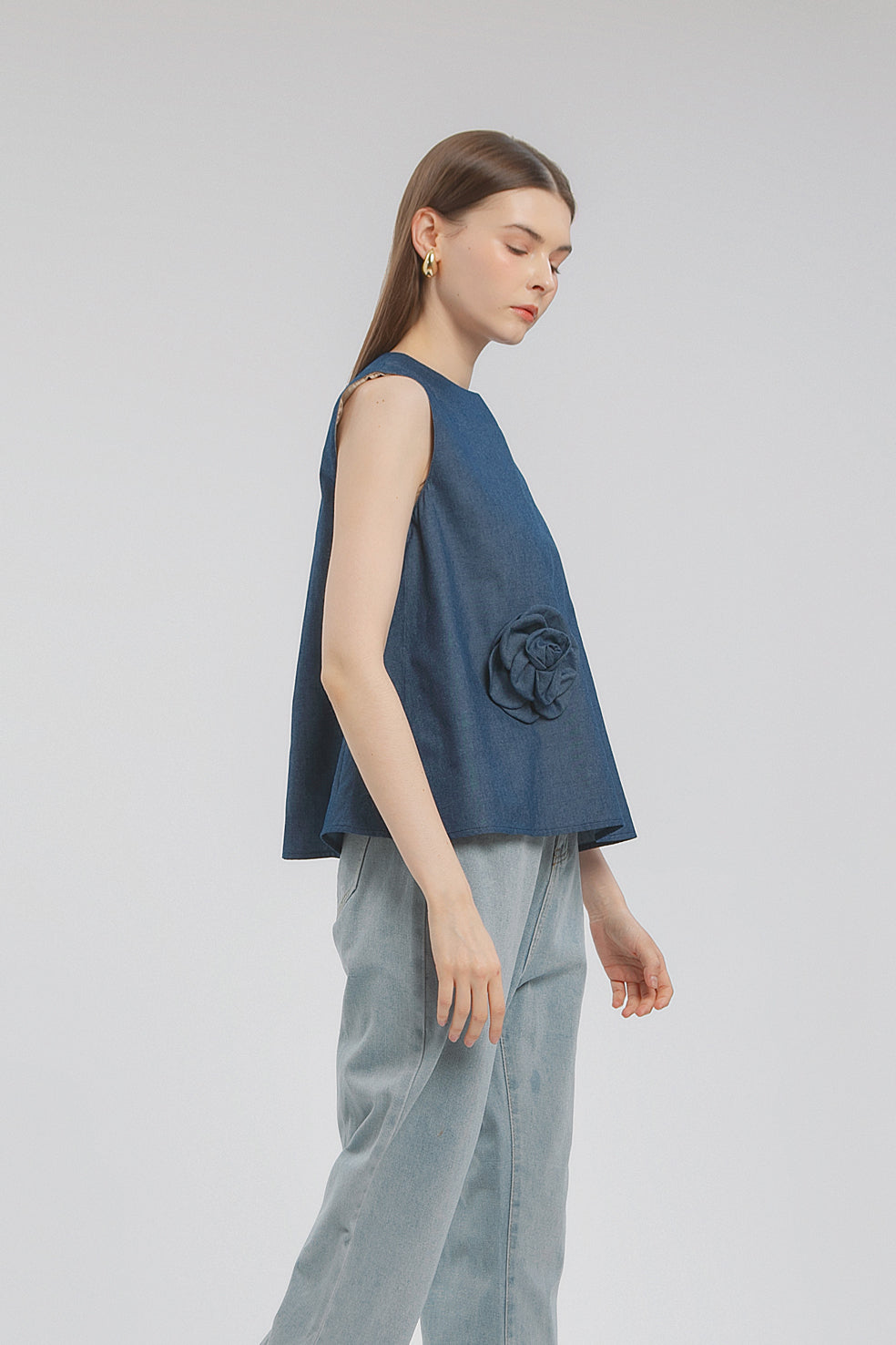 Flora Denim Top